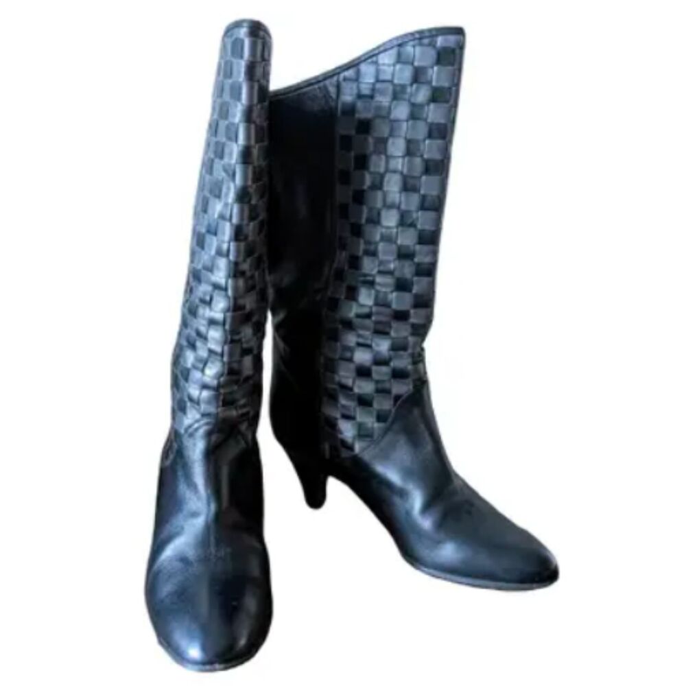 Bally Black Checkered Heeled Boots